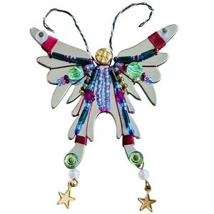Liztech 99 papillion brooch pin Butterfly Fairy Glass colorful flashy pop art